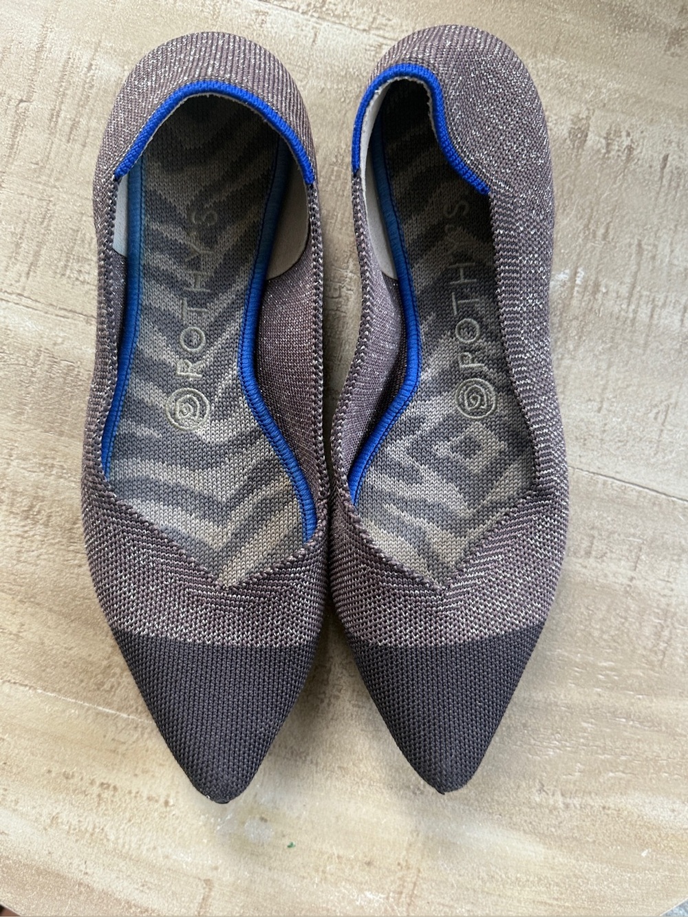 Rothy's The Point Twilight Metallic Captoe Flats W7.5